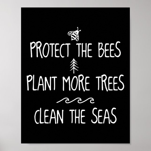 Poster Protéger Les Abeilles Plante Plus D'Arbres Nettoye (Devant)