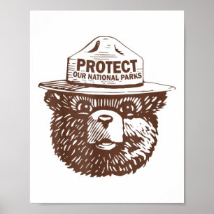 Poster Protéger nos parcs Ours Graphic Parc national Funn
