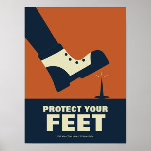 Poster Protégez vos pieds Rétro sécurité au travail