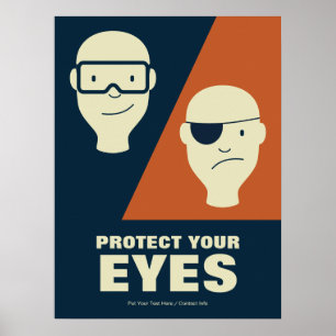 Poster Protégez vos yeux Rétro sécurité au travail