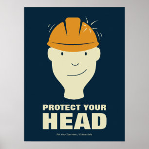 Poster Protégez votre tête Rétro de sécurité en milieu de