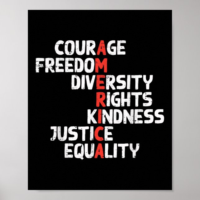 Poster Protestation Amérique Courage Liberté Droits Résis (Devant)