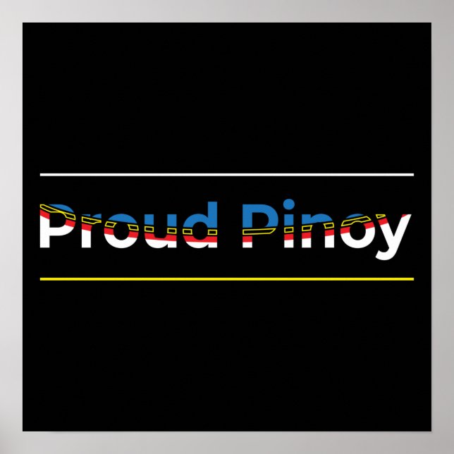 Poster Proud Pinoy - Drapeau philippin Géométrique Abstra (Devant)