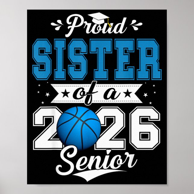 Poster Proud Sister Of A 2026 Senior Basketball Graduatio (Devant)