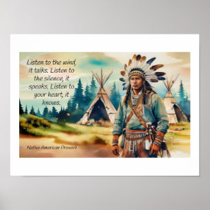 Poster Proverbe amérindien Écouter le vent