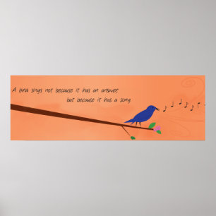 Poster Proverbe chinois - Un oiseau chante