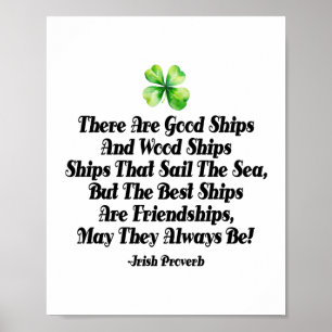Poster Proverbe d'amitié irlandais Trèfle celtique