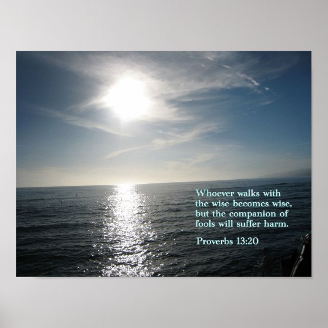 Poster Proverbes 13:20 coucher du soleil (Devant)