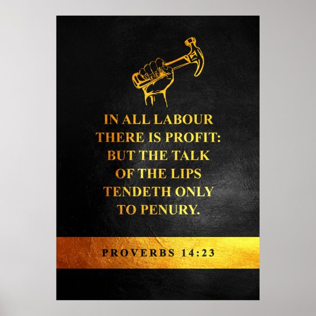 Poster Proverbes 14:23 Verse de la Bible (Devant)