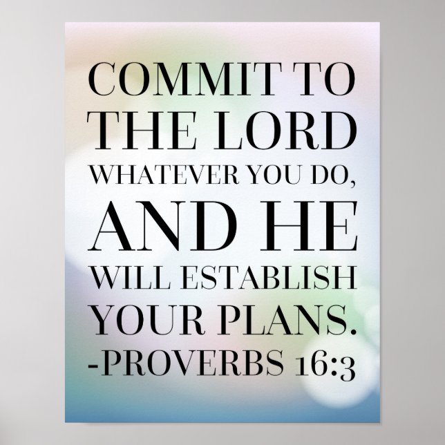 Poster Proverbes 16:3 Citation de la Bible (Devant)