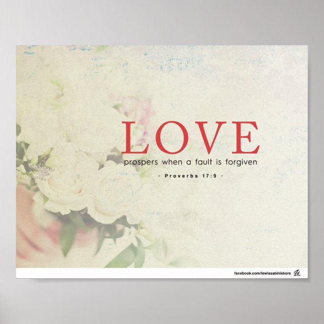 Poster Proverbes 17:9 - L'amour prospère (Devant)