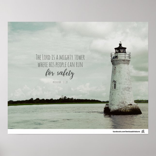 Poster Proverbes 18:10 - Il est une tour puissante. (Devant)