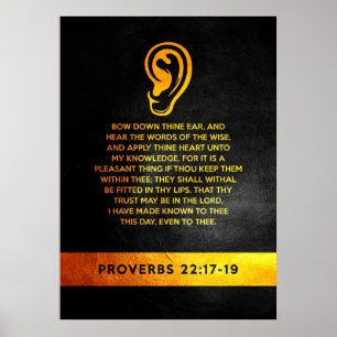 Poster Proverbes 22:17-19 Verset biblique