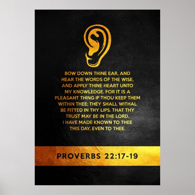 Poster Proverbes 22:17-19 Verset biblique (Devant)