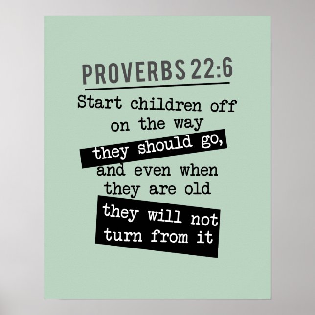 Poster proverbes 22:6 vers de la bible entraîner un enfan (Devant)