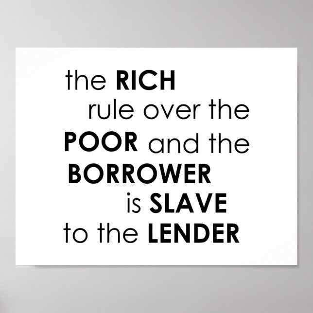 Poster Proverbes 22:7 La riche règle sur la Bible Dave Ra (Devant)