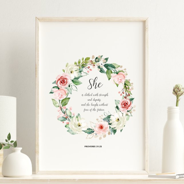 Poster Proverbes 31:25 Elle Est Vêtue De L'Affiche De For (Créateur téléchargé)