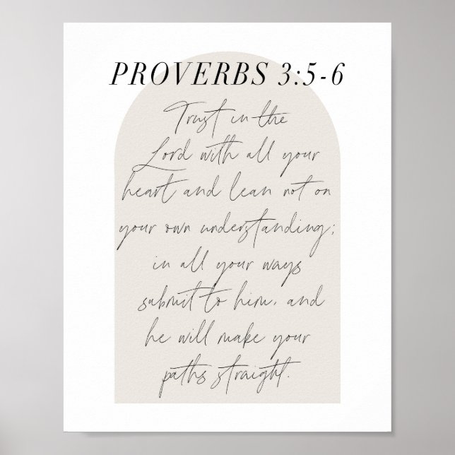 Poster Proverbes 3:5-6 Arc Beige Boho (Devant)