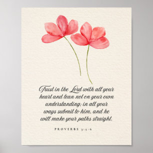 Poster Proverbes 3:5–6 Confiance dans le Seigneur Floral 