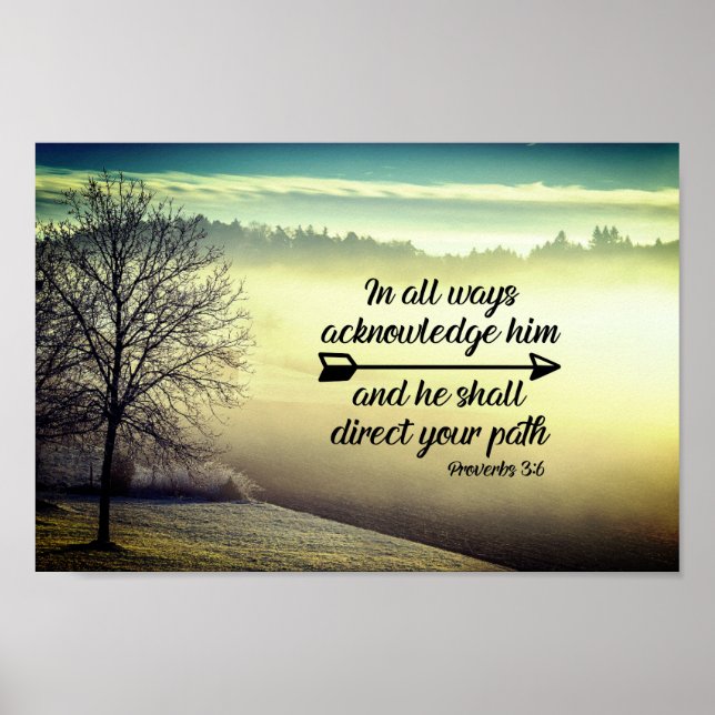 Poster Proverbes 3:6 Il dirigera votre chemin Bible Verse (Devant)