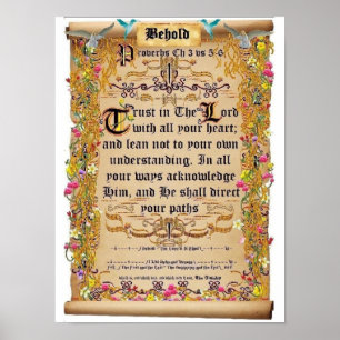 Poster Proverbes Chapitre 3 versets 5-6 Confiance dans le