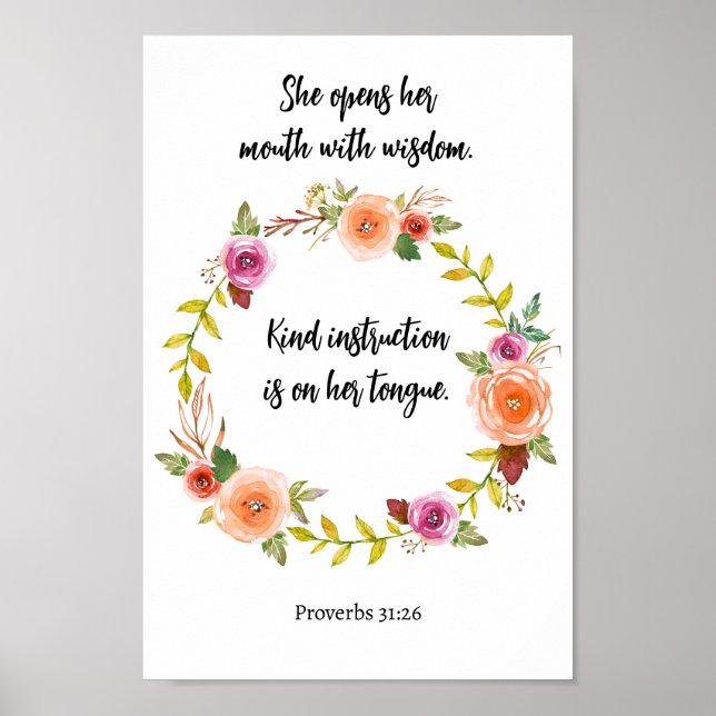 Poster Proverbes de la fête des mères Écriture Fleur d'aq (Devant)