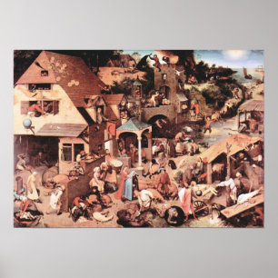 Poster Proverbes de Néerlandais de Pieter Bruegel-The