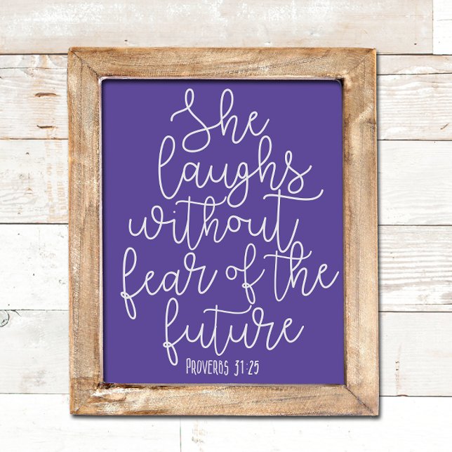 Poster Proverbes, Elle rit sans crainte, Bible Verse (Créateur téléchargé)