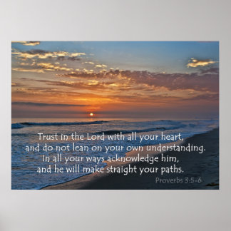Poster Proverbes Ocean Sunset 3:5-6