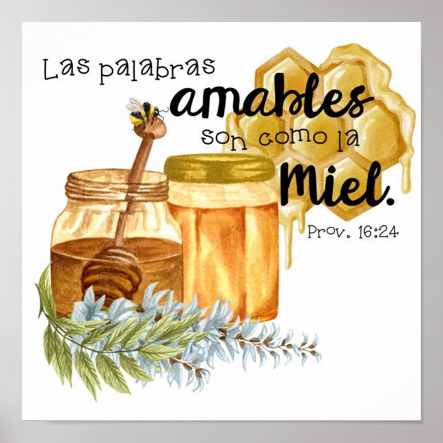 Poster Proverbios 16:24 en acuarelas  (Front)