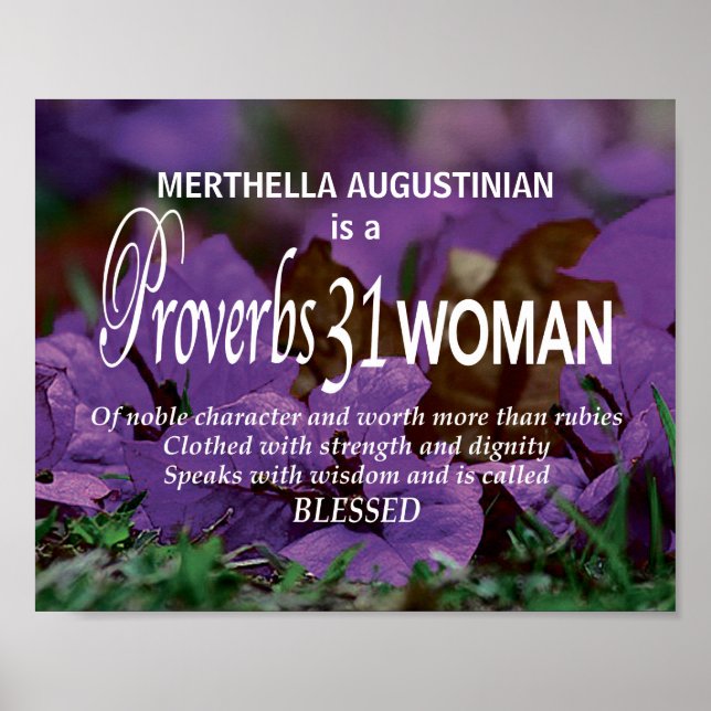 Poster PROVERBS Personnalisé 31 FEMME Inspirationnel chré (Devant)