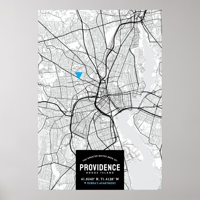 Poster Providence City Map + Votre emplacement (Devant)