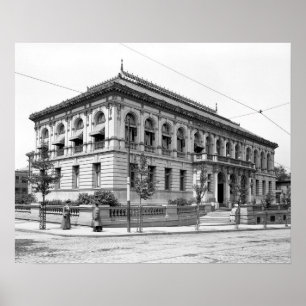 Poster Providence Public Library, 1906. Photo vintage