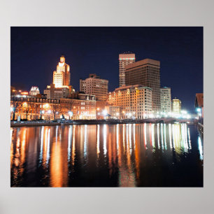 Poster Providence, Rhode Island la nuit