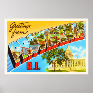 Poster Providence Rhode Island RI Vintage voyage Souvenir
