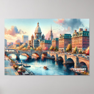 Poster Providence Rhode Island Travel Places aquarelle