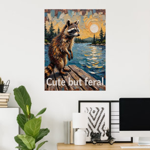 Poster Prowler réfléchissant : Raccoon par l'eau
