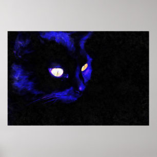 Poster Prowling Chat Noir Pose d'animal Art acrylique