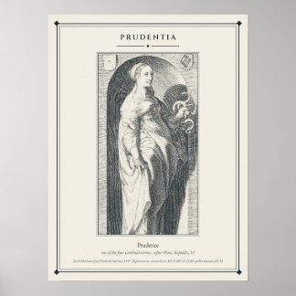 Poster Prudentia Prudence Vertu Cardinale Gravure