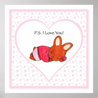 Poster PS I Love You - Dormir lapin fille