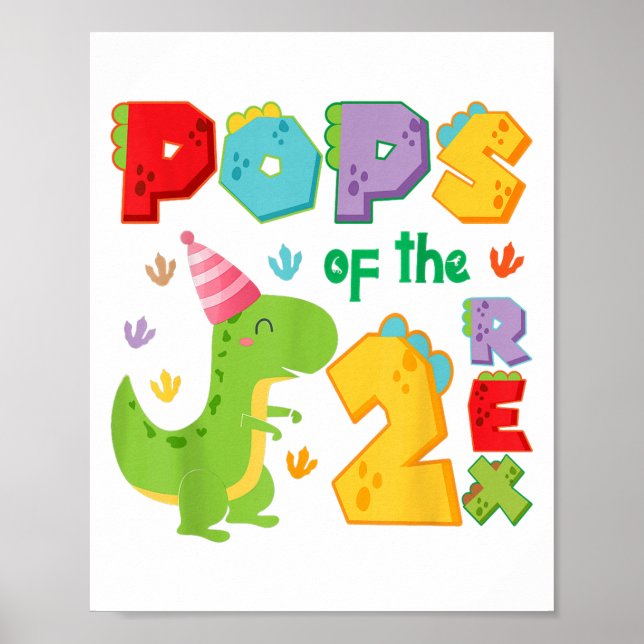 Poster Ps Of The Two Rex 2nd Birthday Boy Dinosaur T-rex  (Devant)