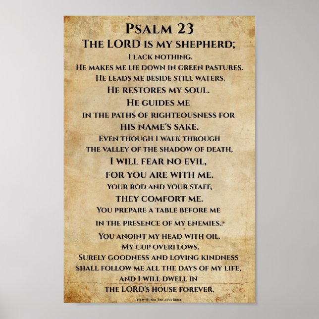 Poster Psalm 23  { NHEB version.} (Devant)