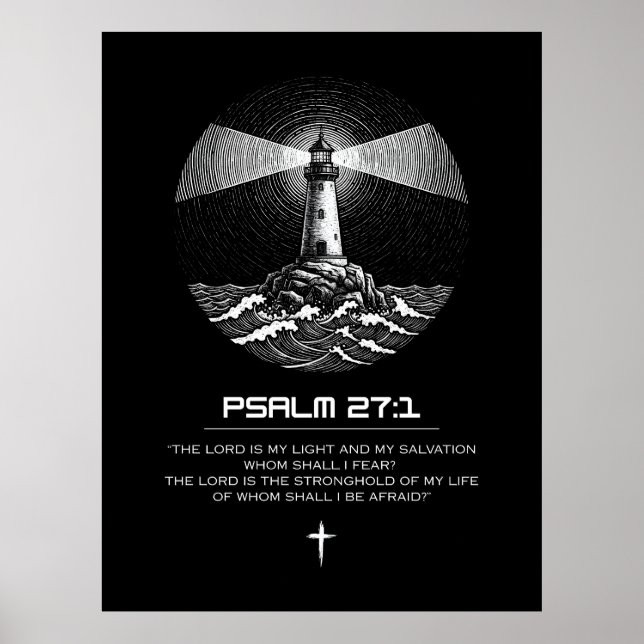 Poster Psalm 27:1 Bible Verse | Lighthouse Christian (Devant)