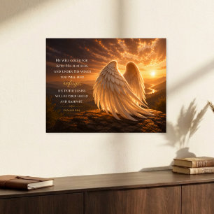 Poster Psalm 91:4 Ailes d'ange Chrétien