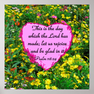 POSTER PSALM FLORAL JAUNE 118:24 PHOTO DESIGN