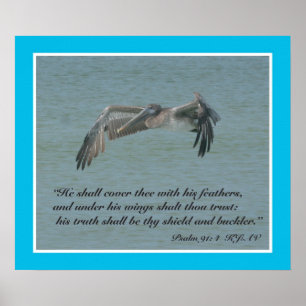 Poster Psalms 91:4 Scripture Print