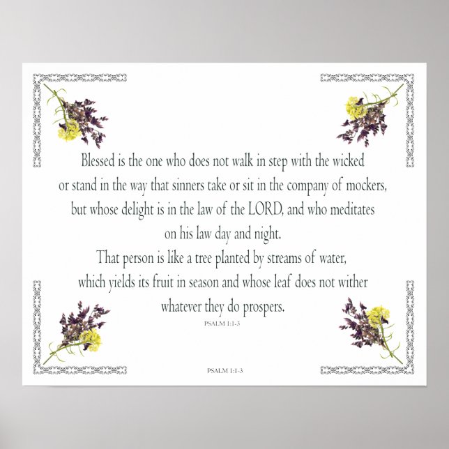 Poster PSAUM 1:1-3 Botanic design, (Devant)