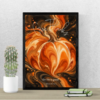 Poster Psaume 107:1 Rendez Grâce Design de citrouille chr