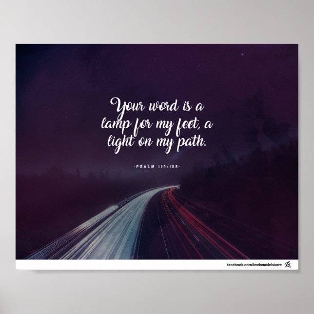 Poster Psaume 119:105 - Votre parole est une lampe à mes  (Devant)