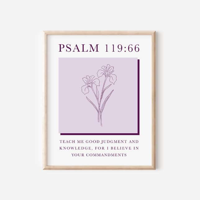 Poster Psaume 119:66 Fleur d'Iris Chrétienne Moderne (Créateur téléchargé)